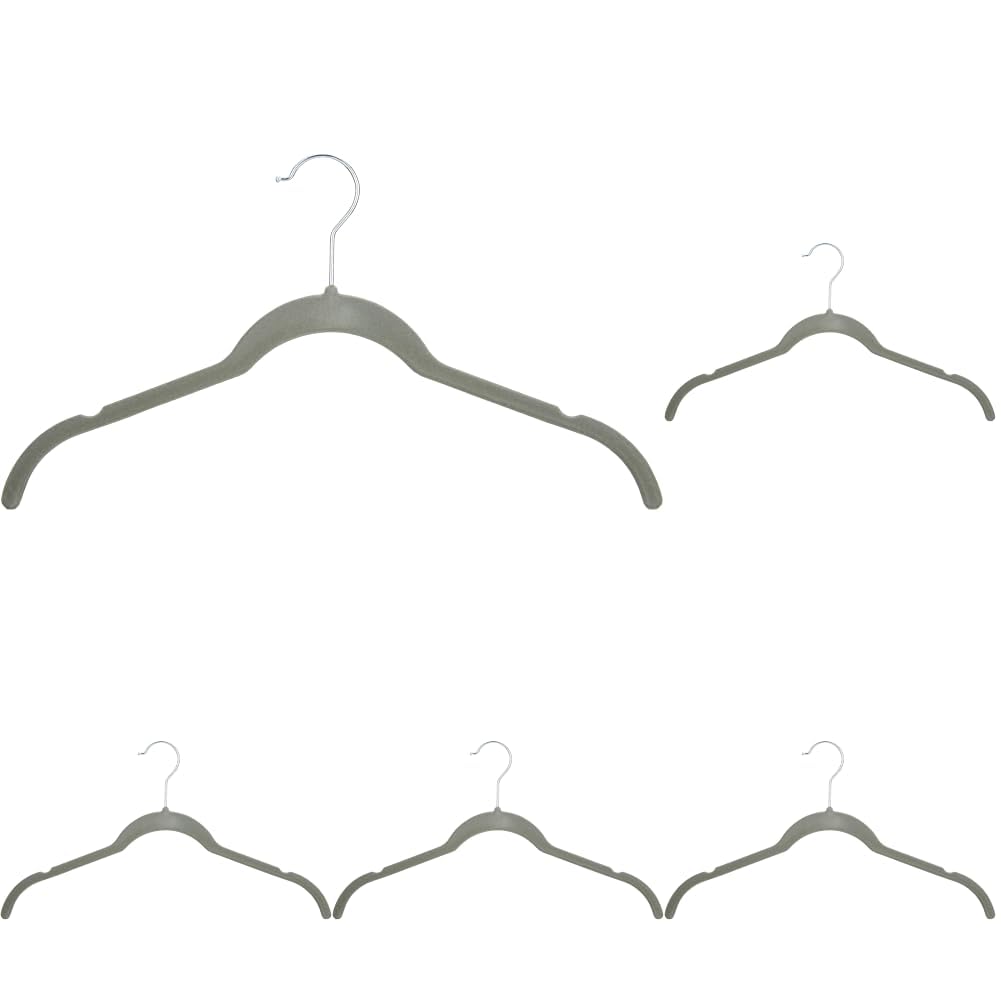 Amazon Basics Space-Saving Slim Velvet Non-Slip Clothes Hangers for Closet Organization with Shoulder Notches, Black/Silver, 30-Pack