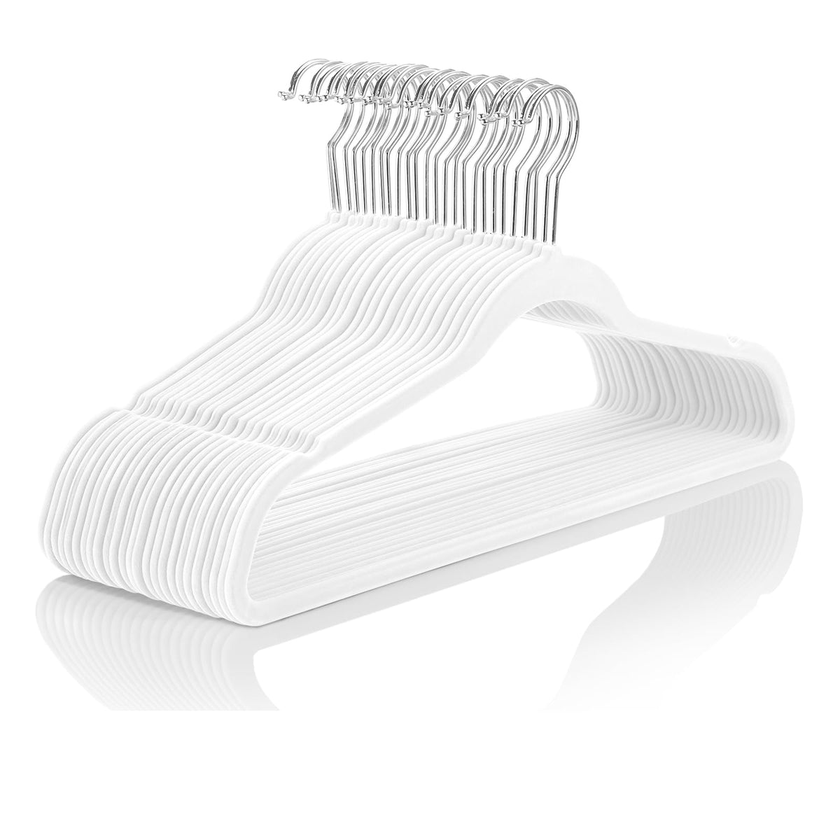MIZGI Premium Velvet Hangers Pack 60 Pcs Heavyduty - Non Slip Slimline - Velvet Suit Hangers White - Gold Hooks,Space Saving Clothes Hangers