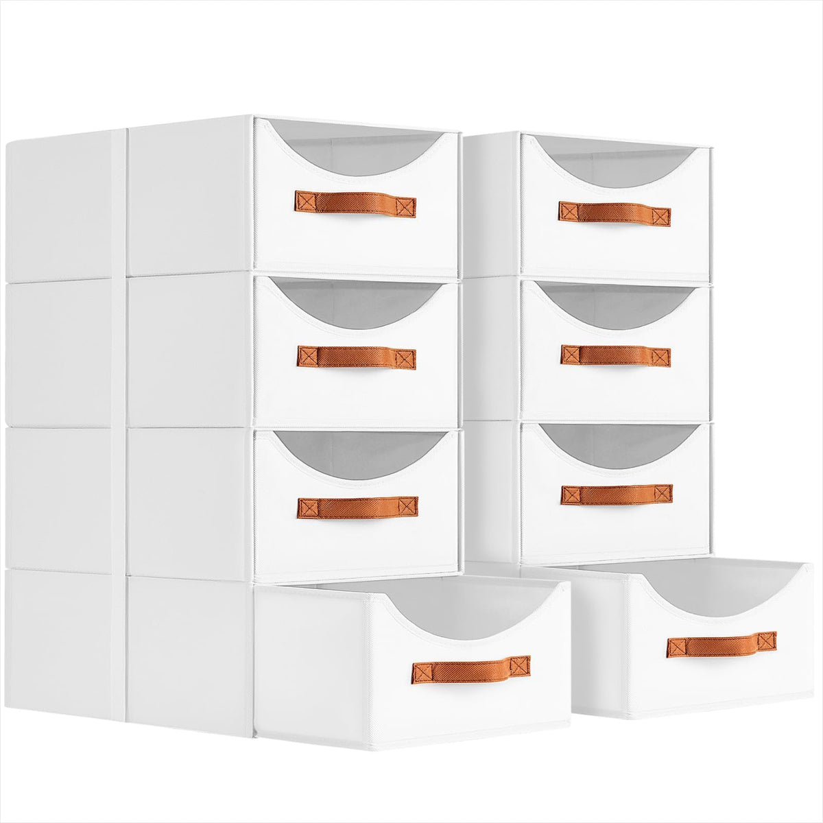 Homsorout Stackable Storage Drawers - Collapsible Storage Bins with Drawers, 4 Pack Closet Shelf Organizer Basket, Fabric Pull Out Organizer for Bedroom, Living Room, Dorm, Beige