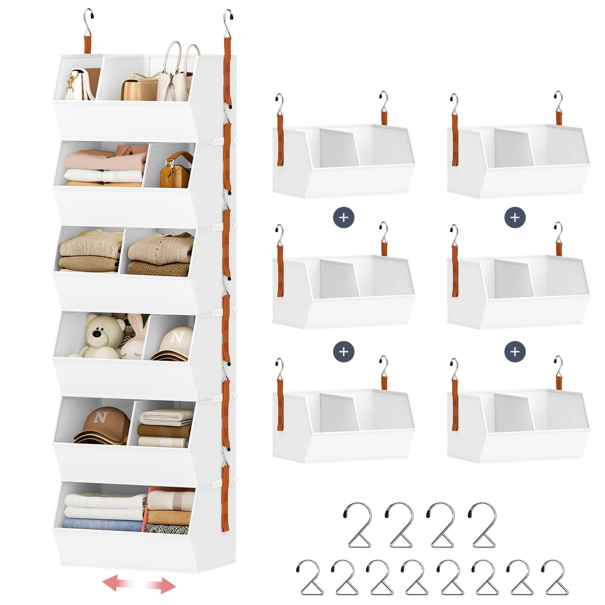 Hanging Closet Organizer Extra Large, Clothes Hanging Shelves for Closet with Divider, Collapsible Closet Storage System, Fabric Closet Hanging Organizer for Home, Dorm, Rv, ,Handbags, Underwear, Sock