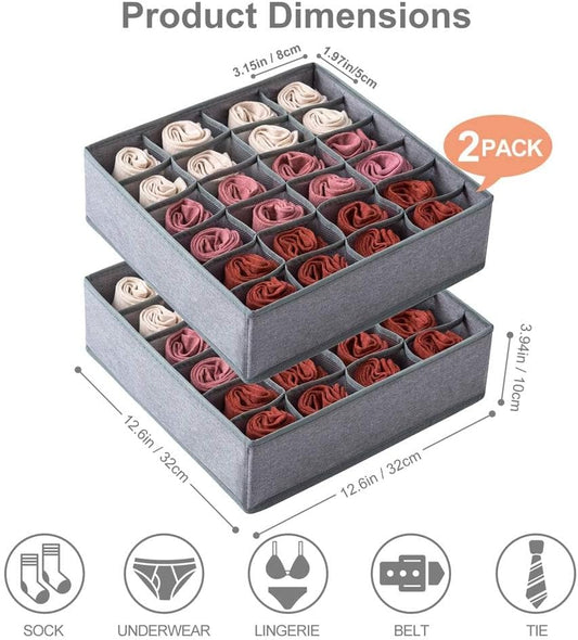 Qozary 2 Pack Socks Underwear Drawer Organizer Divider