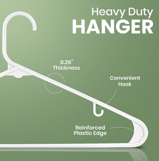 Utopia Home Plastic Hangers 20 Pack – Built-in Strap Hooks White