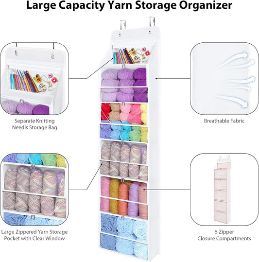 Univivi Hanging Yarn Storage Organizer, 6 Tiers Yarn Storage, Clear White