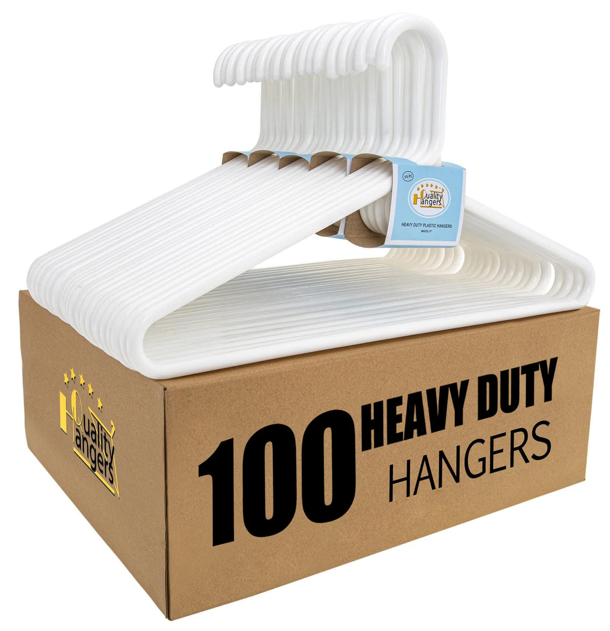 Quality White Plastic Hangers 30 Pack - Super Thick Heavy Duty Multipack for Clothes - Strong Standard Closet Clothing Hangers with Hook for Scarves and Belts-17 for Coats (White, 30)