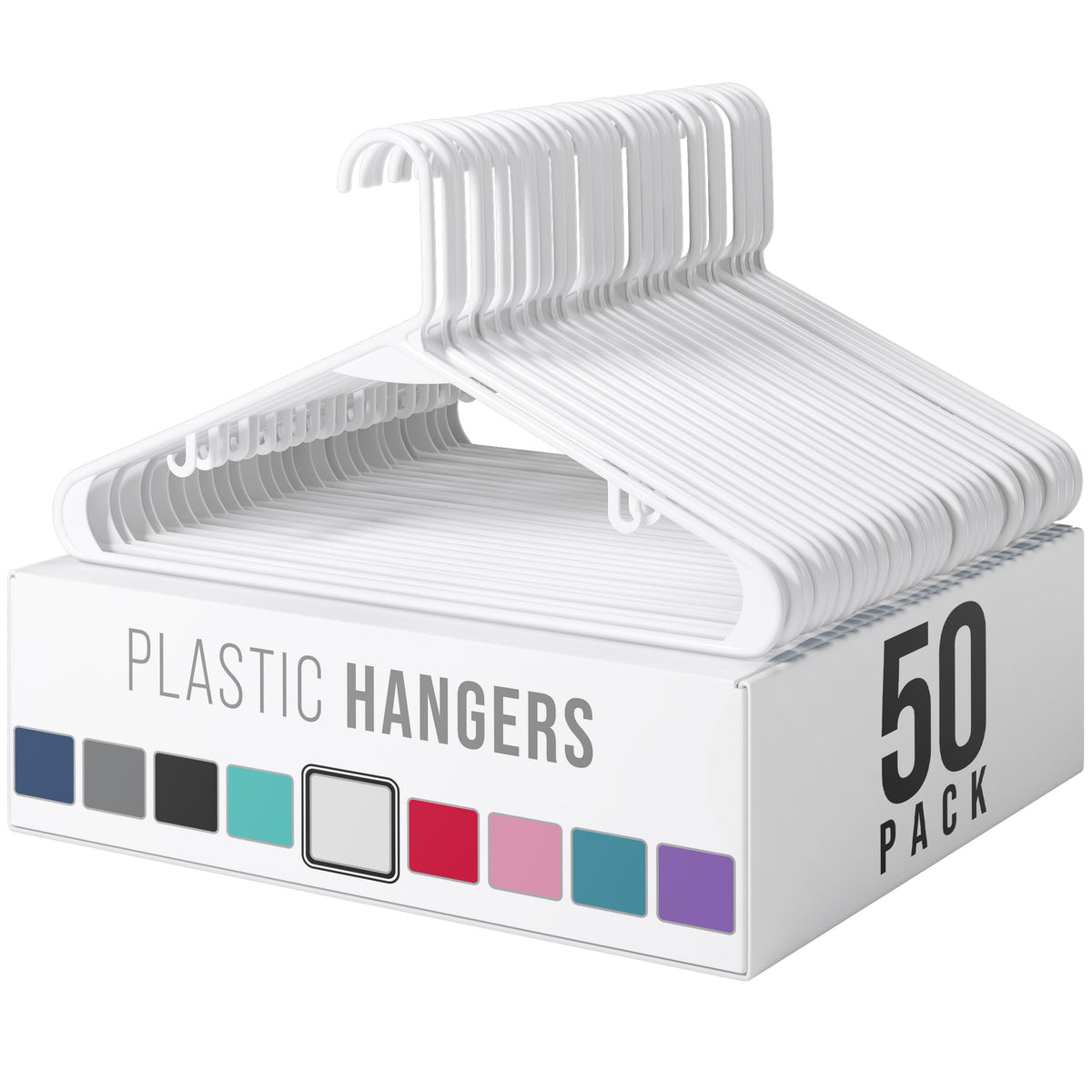 Plastic Hangers 50 Pack Black - Clothes Hangers - Makes The Perfect Coat Hanger and General Space Saving Hangers for Closet and New Apartment Essentials - Percheros Ganchos para Colgar Ropa Hangars