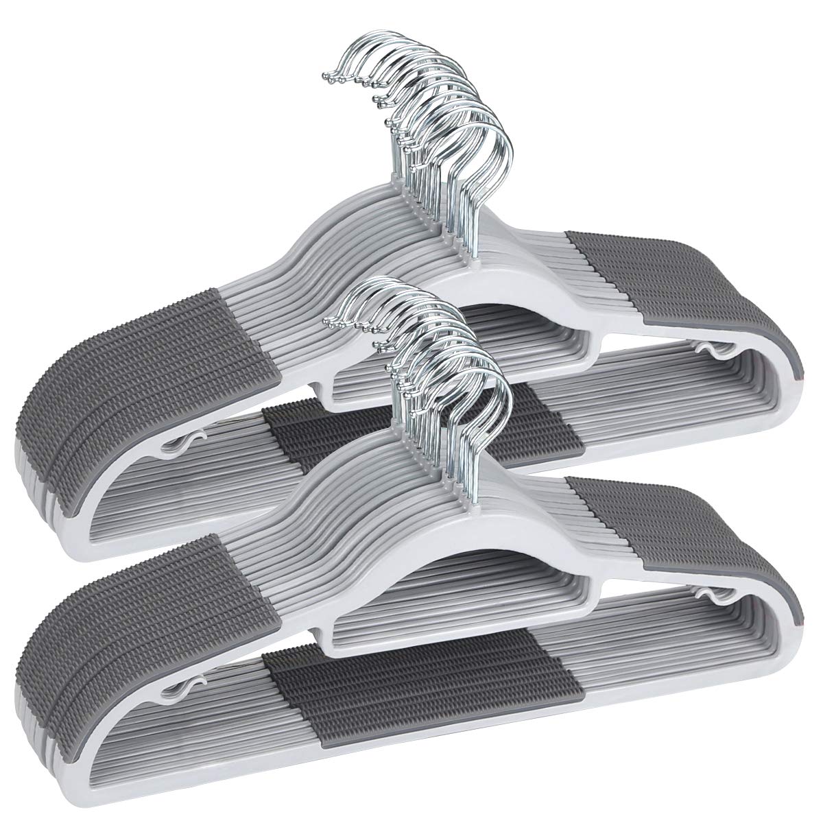 OIKA 50 Pack Slim Plastic Clothes Hangers with 360° Swivel Hooks, Gray