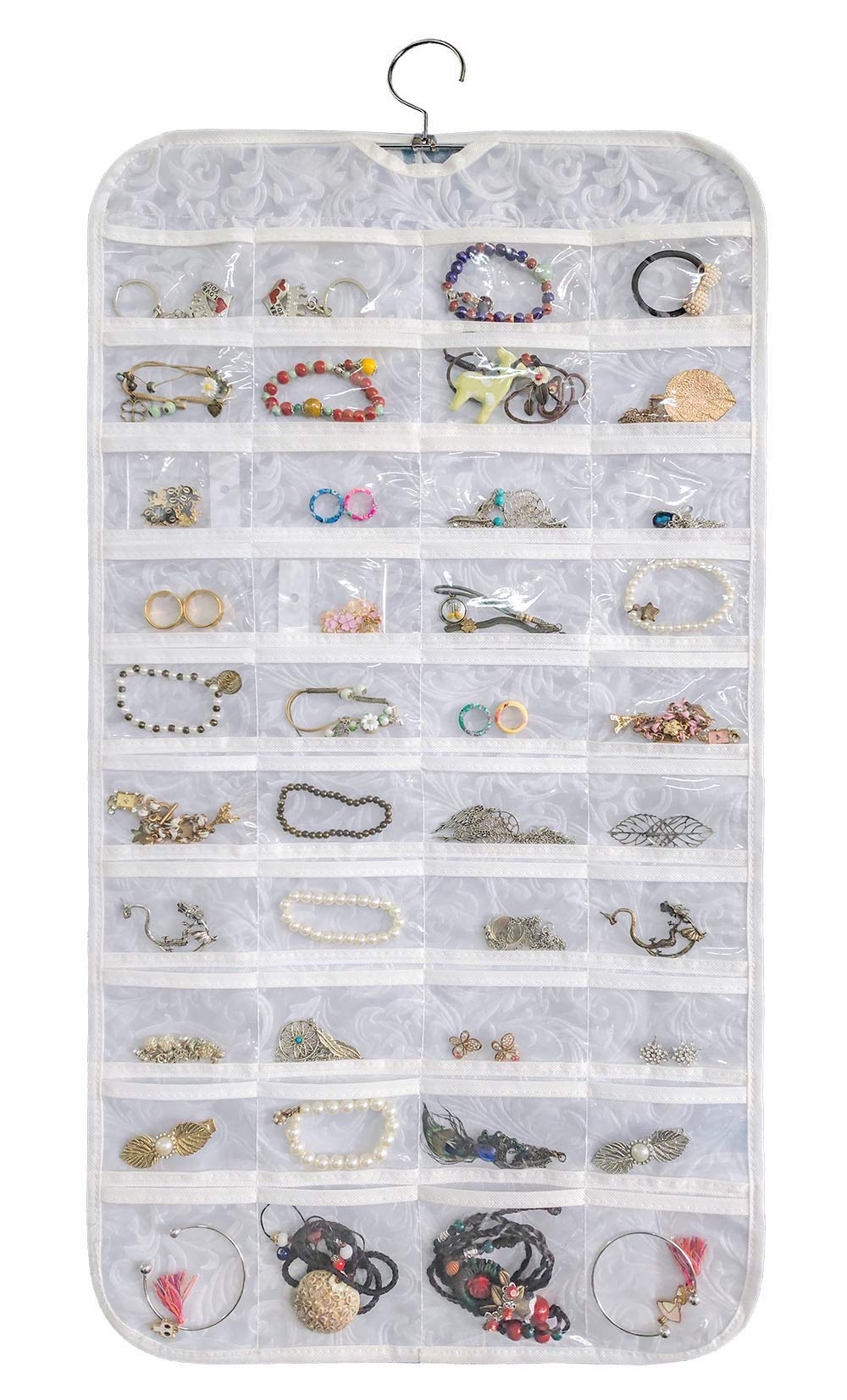 BB Brotrade Hanging Jewelry Organizer,Accessories Organizer,80 Pocket Organizer for Holding Jewelries(Beige)
