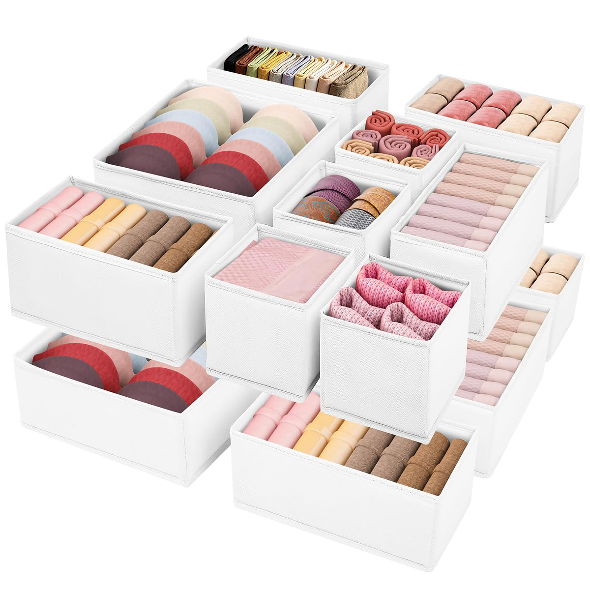 Drawer Clothing Organizer 16-Pack,Fabric Pink Underwear Dividers