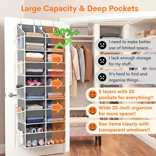Ofiray-home 5-Tier Over Door Organizer, 10-Compartment Wide Storage Rack