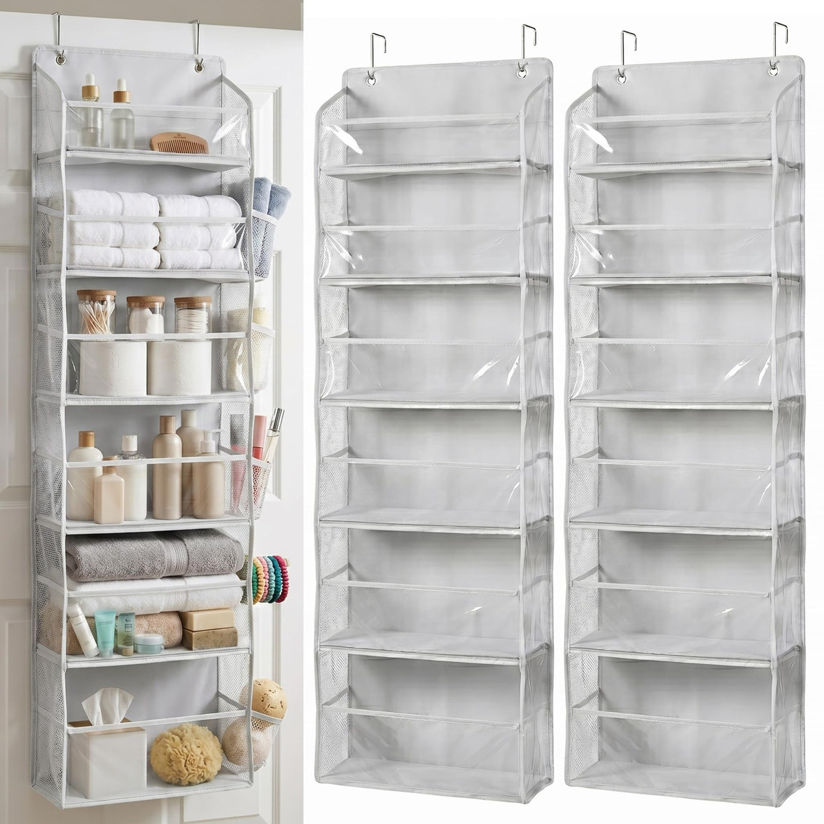 HOMELUX THEORY Over the Door Organizer, 6-Tier, 100D Fabric, Ivory 1pc