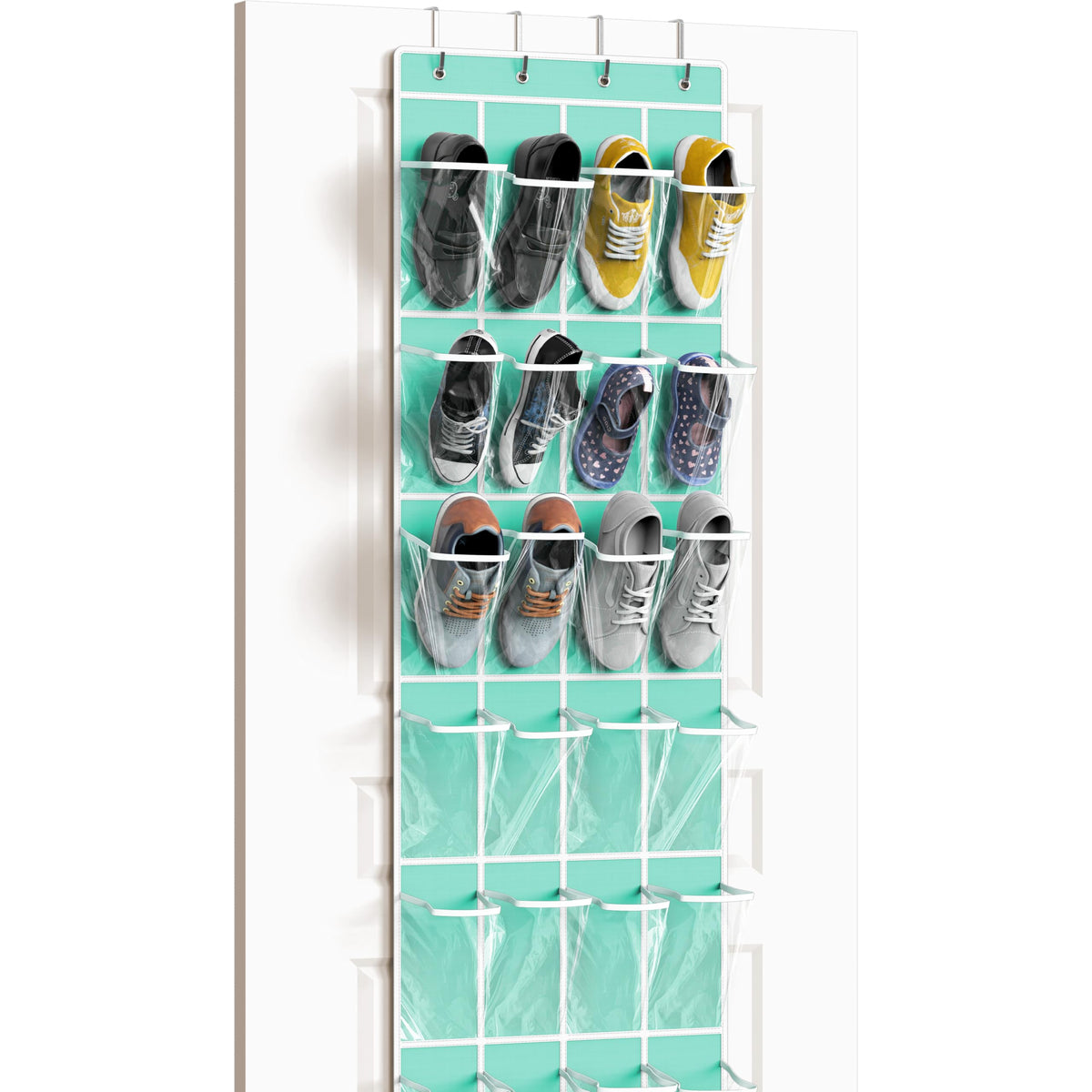 Simple Houseware 24 Pockets Clear Over the Door Shoe Organizer, Gray