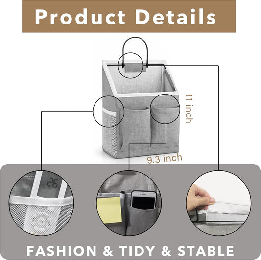 Kanrichu 2pcs Wall Hanging Storage Bag, Wall Hanging Baskets for Organizing as Over the Door Organizer, Wall File Organizer, Rv Storage and Organization. For Bedroom, Office, Camper (Gray-Upgraded)