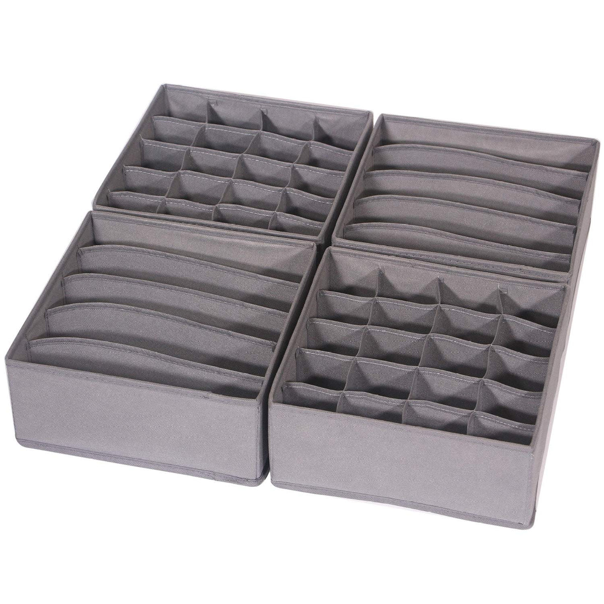 DIOMMELL 4 Pack Foldable Cloth Storage Box Closet Dresser Drawer Organizer Fabric Baskets Bins Containers Divider for Clothes Underwear Bras Socks Lingerie Clothing, Dark Grey 22-0000
