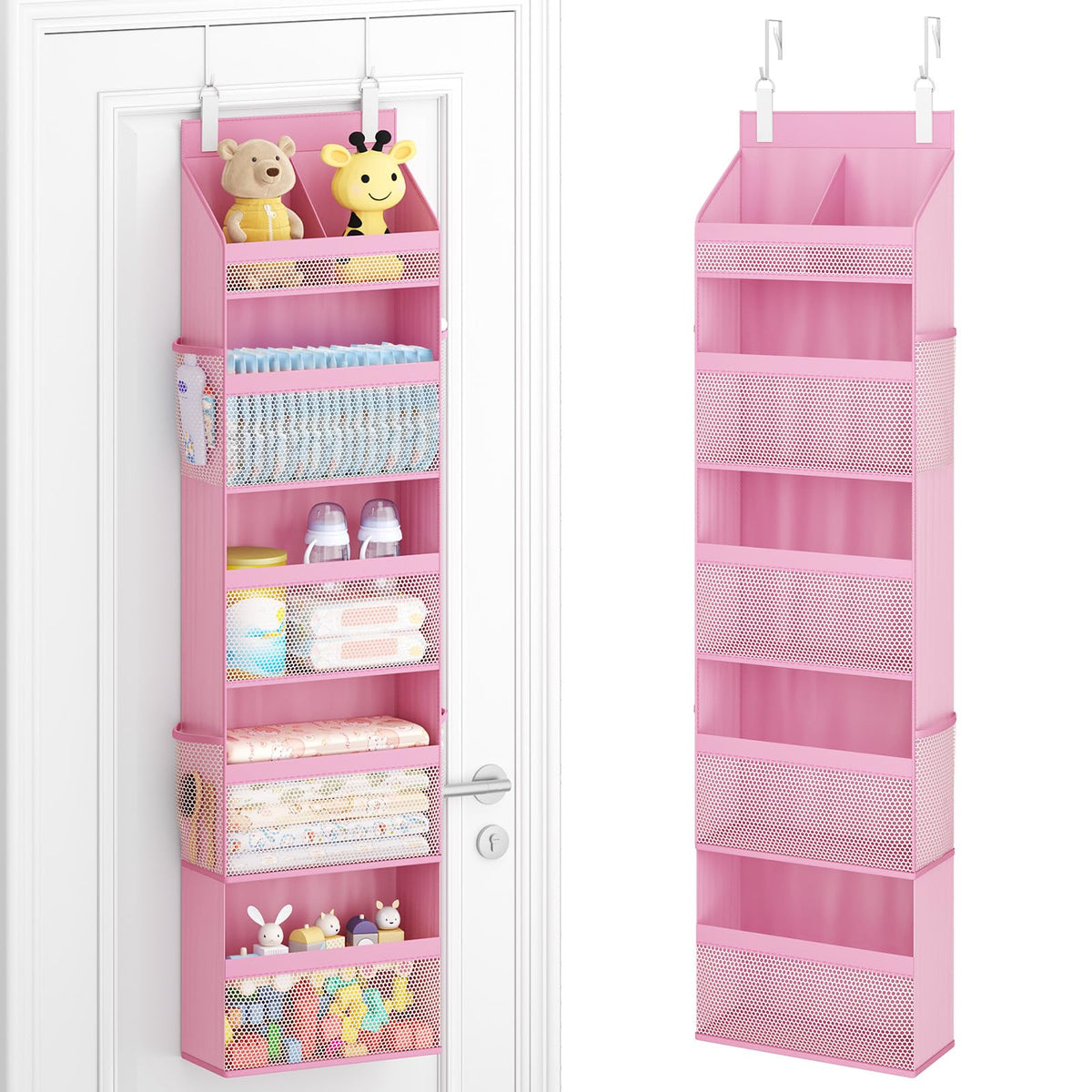 Lifewit 4 Tier Over the Door Organizer, Diaper Hanging Storage, Gray
