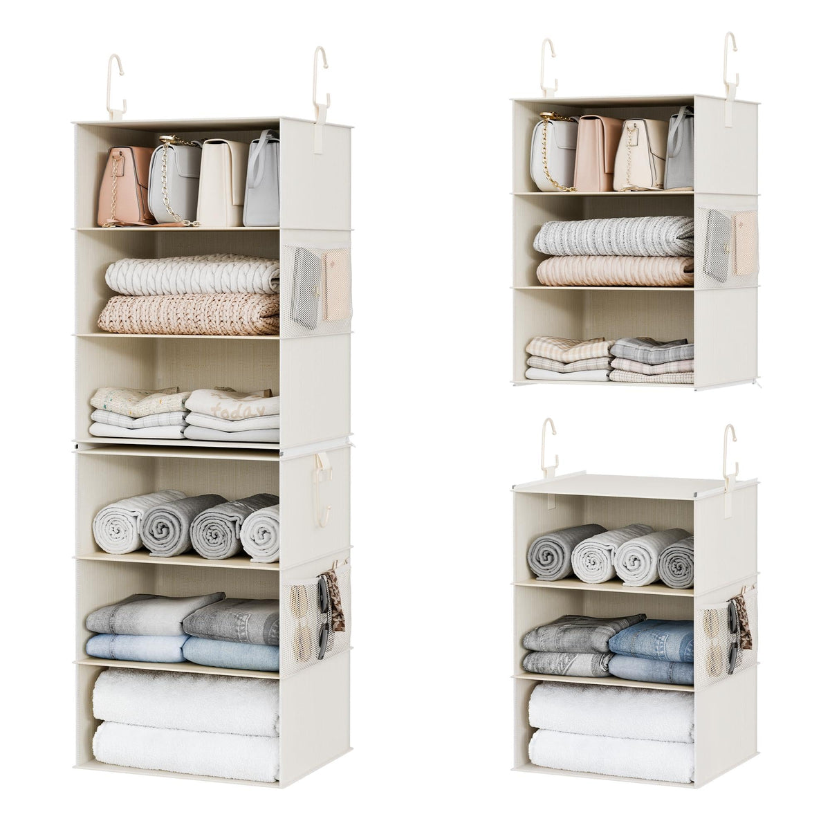 StorageWorks Hanging Closet Organizer, 6-Shelf with 2-in-1 Design, Ivory