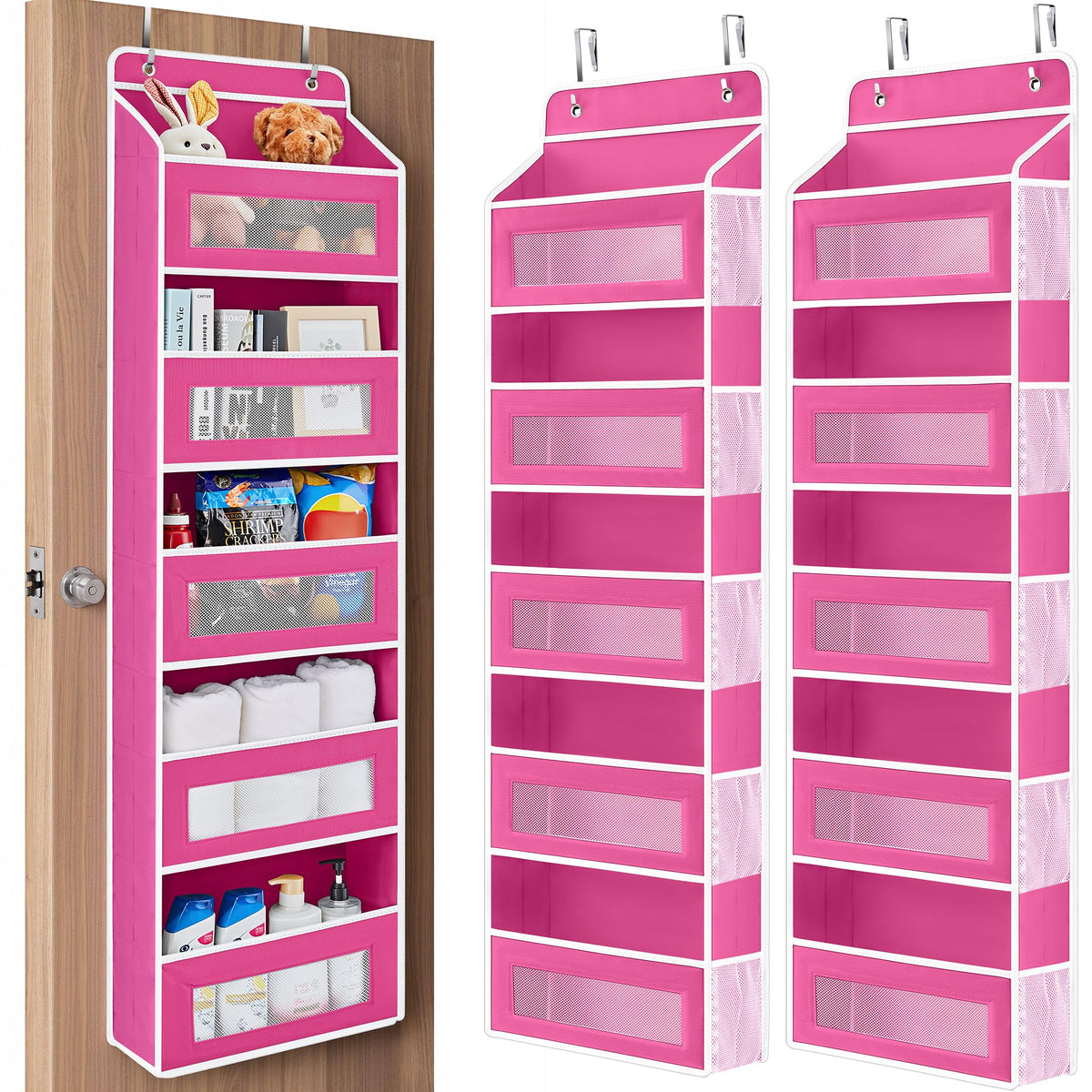 JARLINK Over the Door Organizer for Bedroom, Pantry, Bathroom, 5 Shelf Grey