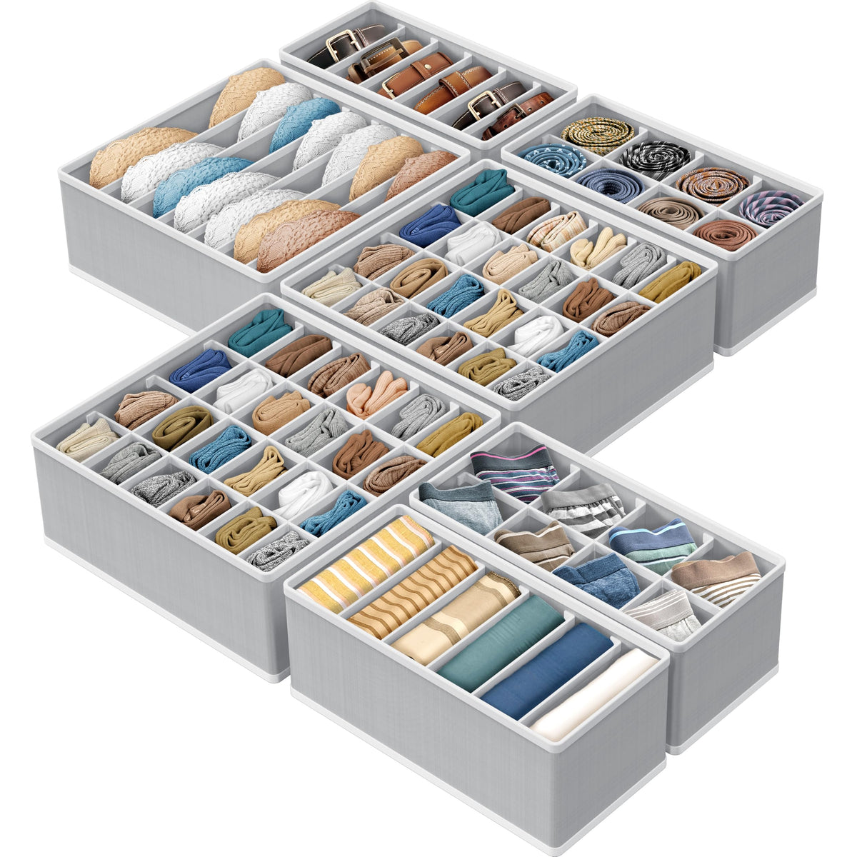 Simple Houseware 4-Pack Drawer Organizer Set for Underwear/Socks/Bra, Gray