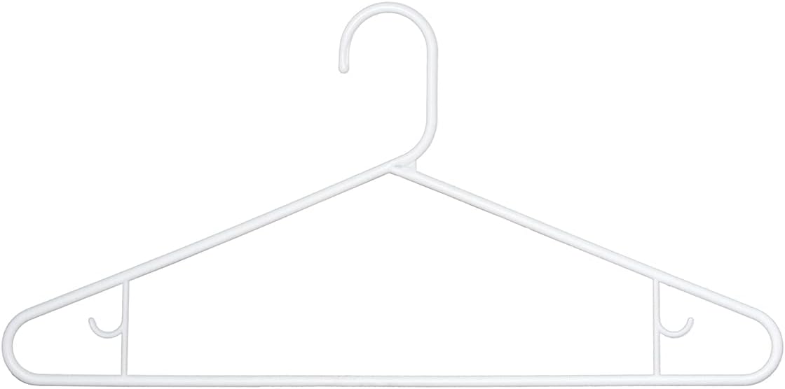Clorox White Plastic Clothes Hangers – 10 Pack | Ideal for Everyday Standard Use | Two Accessory Hooks | Value Set
