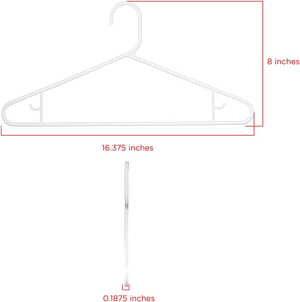 Clorox White Plastic Clothes Hangers – 10 Pack | Ideal for Everyday Standard Use | Two Accessory Hooks | Value Set