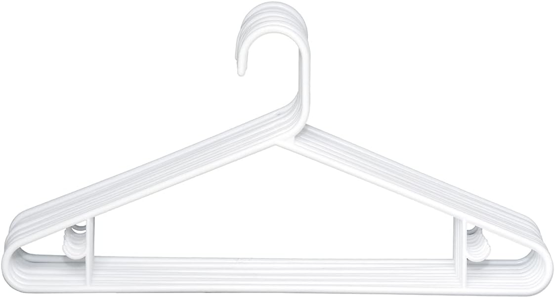 Clorox White Plastic Clothes Hangers – 10 Pack | Ideal for Everyday Standard Use | Two Accessory Hooks | Value Set