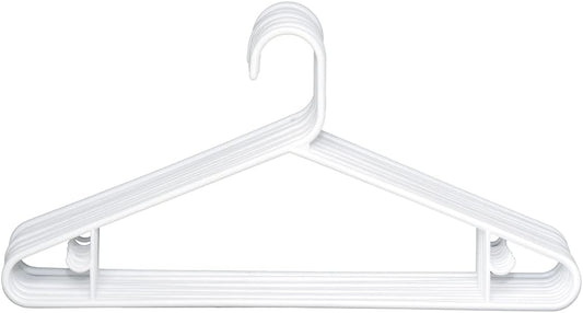 Clorox White Plastic Clothes Hangers – 10 Pack | Ideal for Everyday Standard Use | Two Accessory Hooks | Value Set