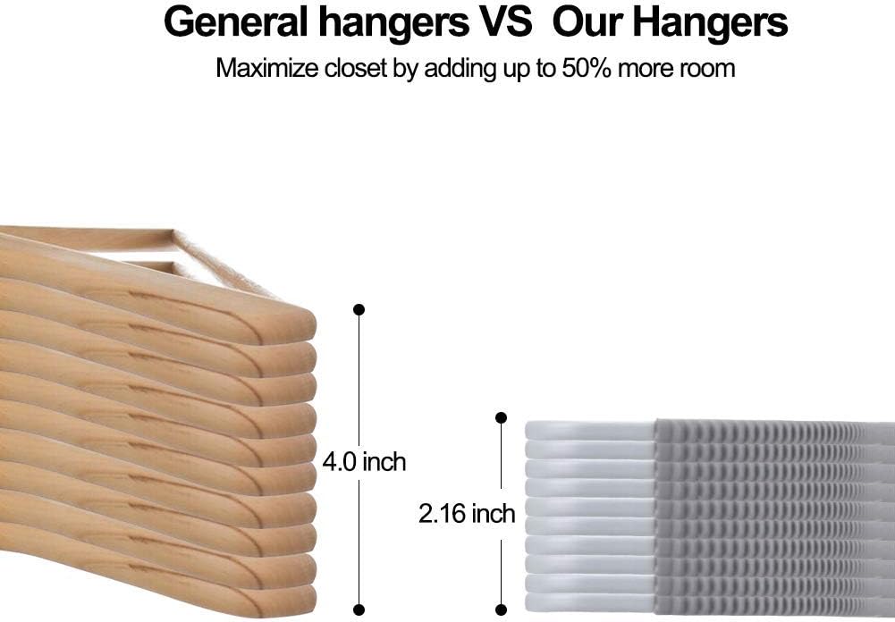 OIKA 50 Pack Slim Plastic Clothes Hangers with 360° Swivel Hooks, Gray