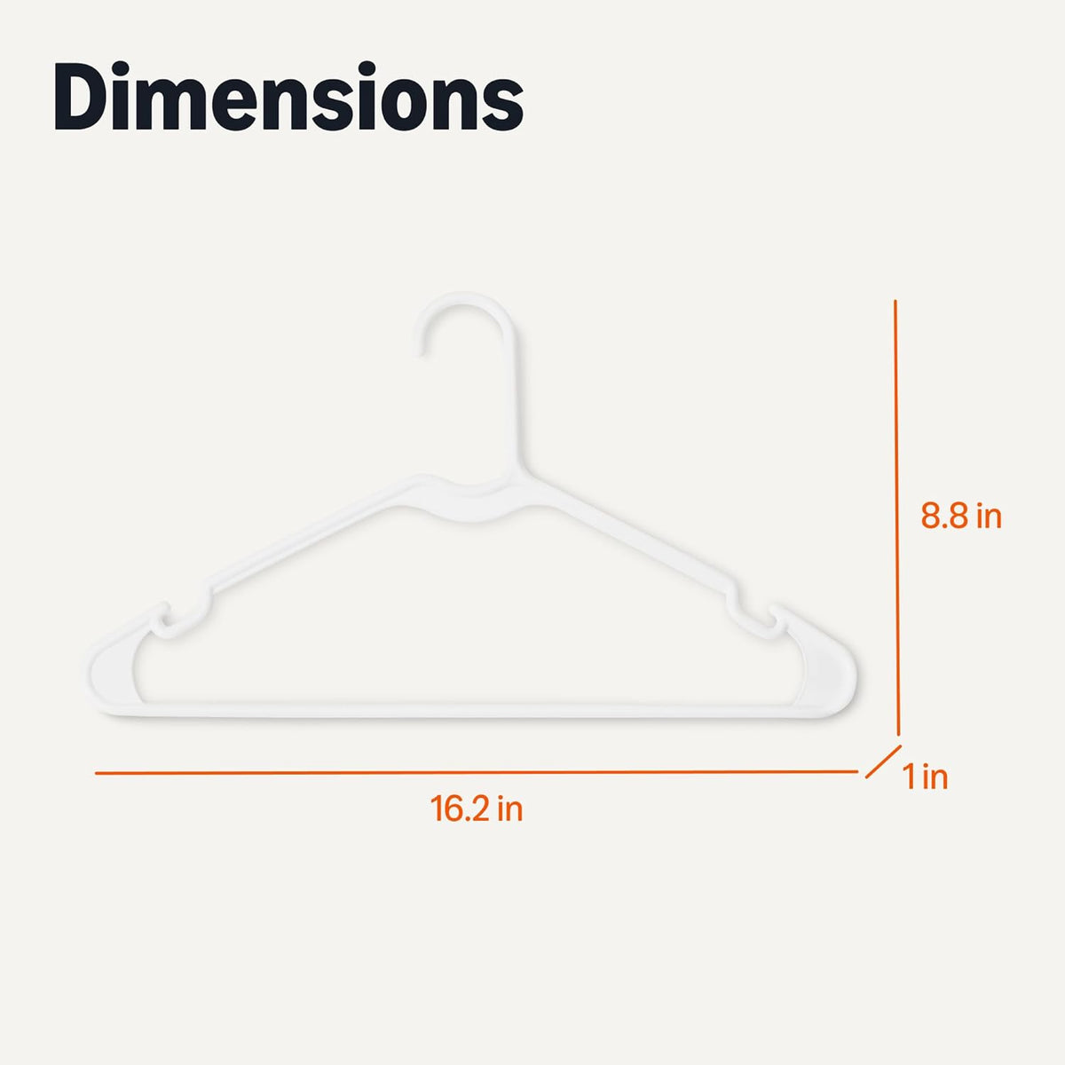 Amazon Basics Space Saving Plastic Clothes Hangers, Sturdy Closet Organizer for Shirts and Jackets, Adult Size, White, 50-Pack