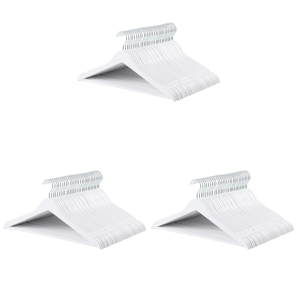 Amazon Basics Wood Suit Clothes Hangers for Closet Organizer, Natural, 20-Pack