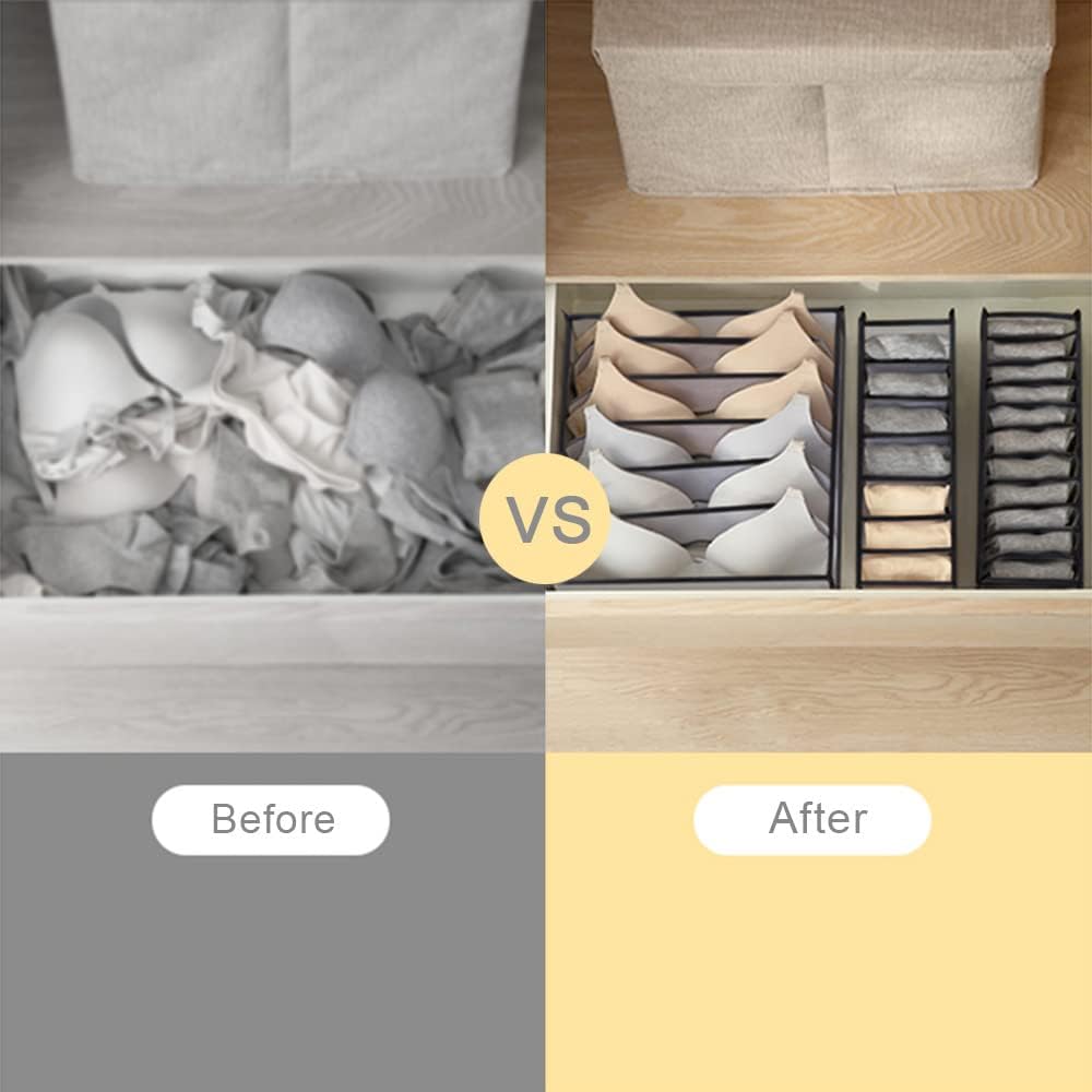 Clothing Storage Set for Socks, Underwear,Ties, Black, 3PCS