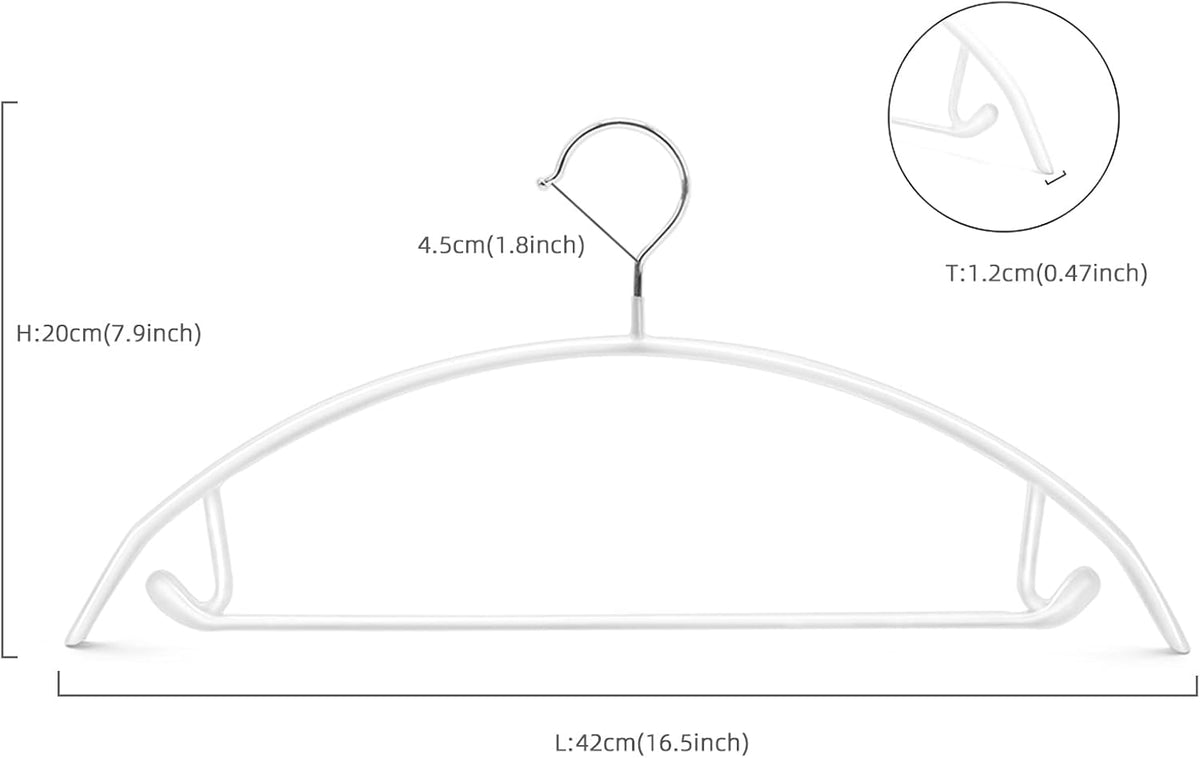 Nature Smile Non Slip PVC Coating Sweater Hangers,Dress Suit Coat Hangers,Shoulder Bump Free Golf T Shirts Clothes Hangers (White Color 20 Pack)