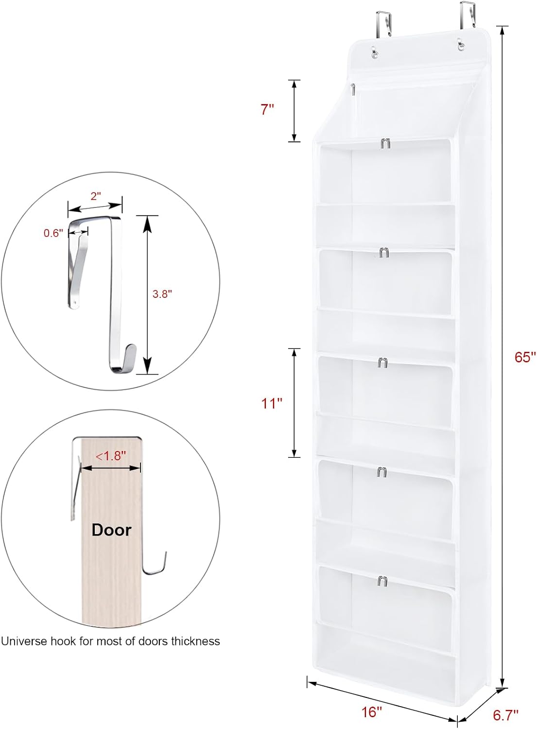 Univivi Hanging Yarn Storage Organizer, 6 Tiers Yarn Storage, Clear White