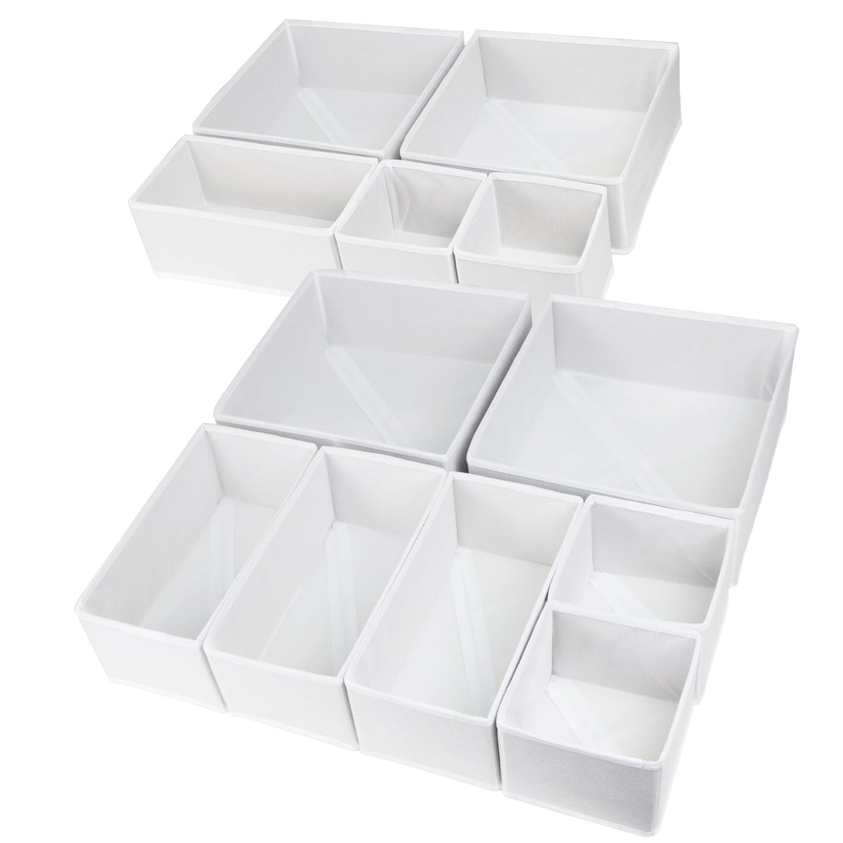 Fordonral 12 Pack Drawer Organizer Clothes, Foldable Fabric Dresser Organizer Closet Organizers and Storage Box for Underwear,Folded Clothes,Baby Clothing,Socks,Bra,Towels,Ties(12 Pack,Beige)