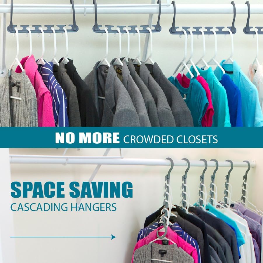 Wonder Hanger Max Space Saving Closet Hangers, 10-Pack, 360° Swivel, Grey