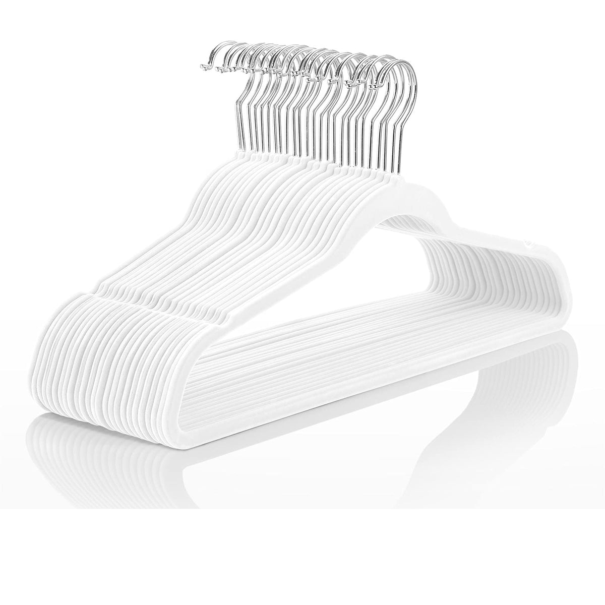 MIZGI Premium Velvet Hangers Pack 60 Pcs Heavyduty - Non Slip Slimline - Velvet Suit Hangers White - Gold Hooks,Space Saving Clothes Hangers