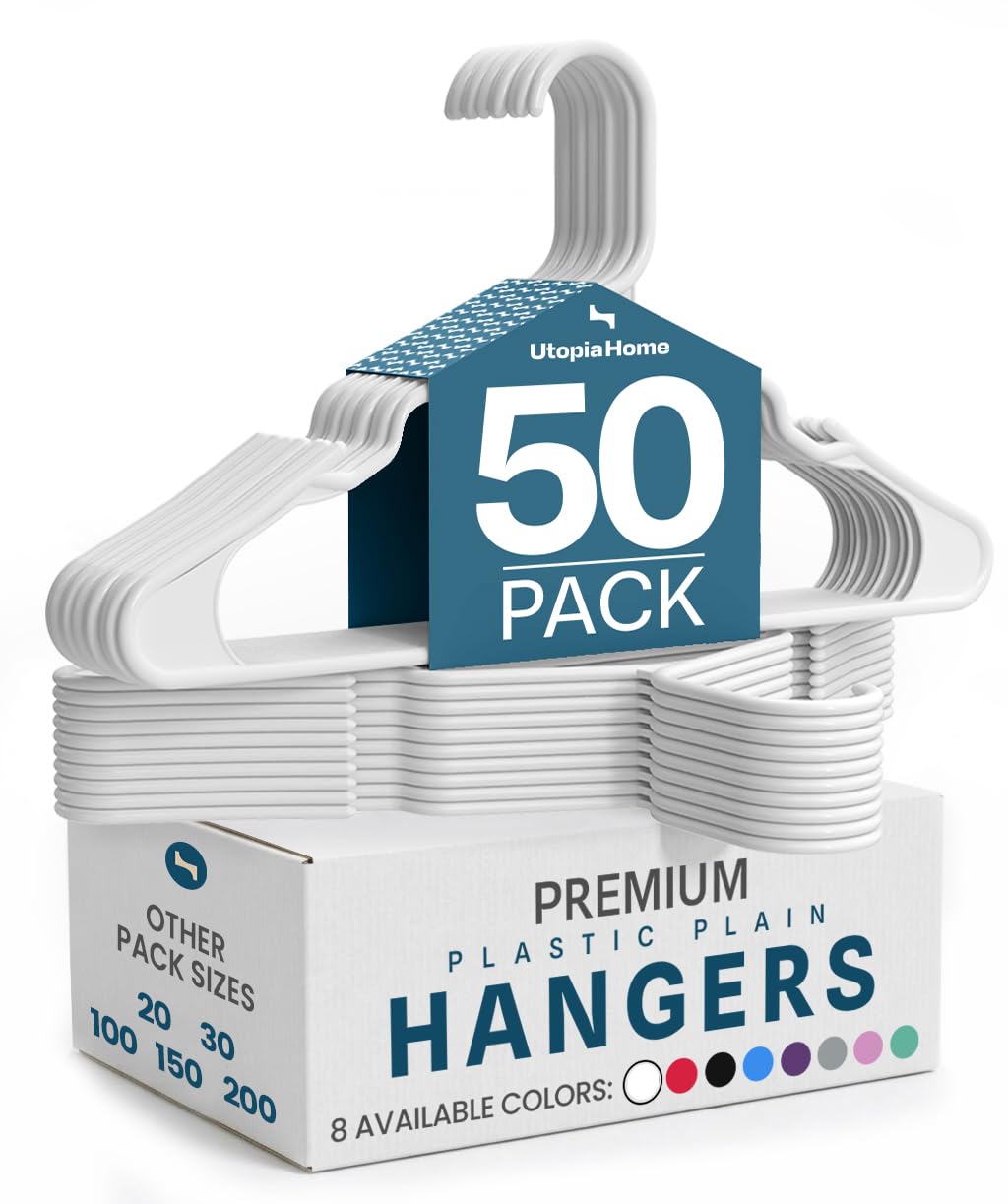 Utopia Home Plastic Hangers 50 Pack – Space Saving Clothes Hanger Black
