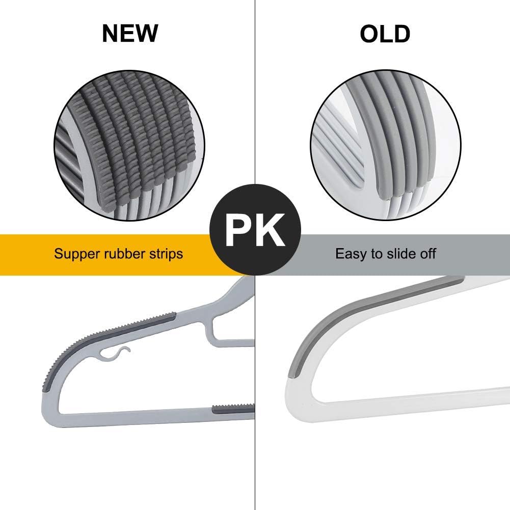 OIKA 50 Pack Slim Plastic Clothes Hangers with 360° Swivel Hooks, Gray