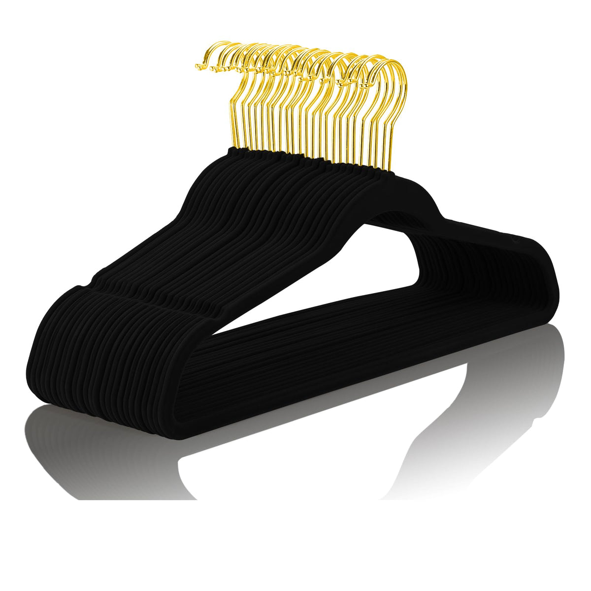 MIZGI Premium Velvet Hangers Pack 60 Pcs Heavyduty - Non Slip Slimline - Velvet Suit Hangers White - Gold Hooks,Space Saving Clothes Hangers