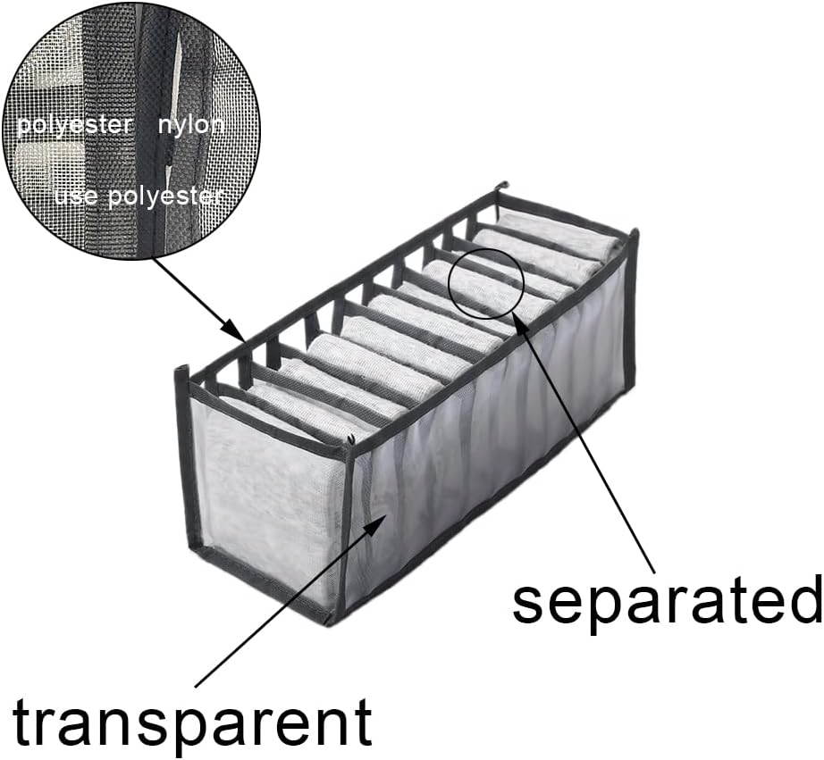 Clothing Storage Set for Socks, Underwear,Ties, Black, 3PCS