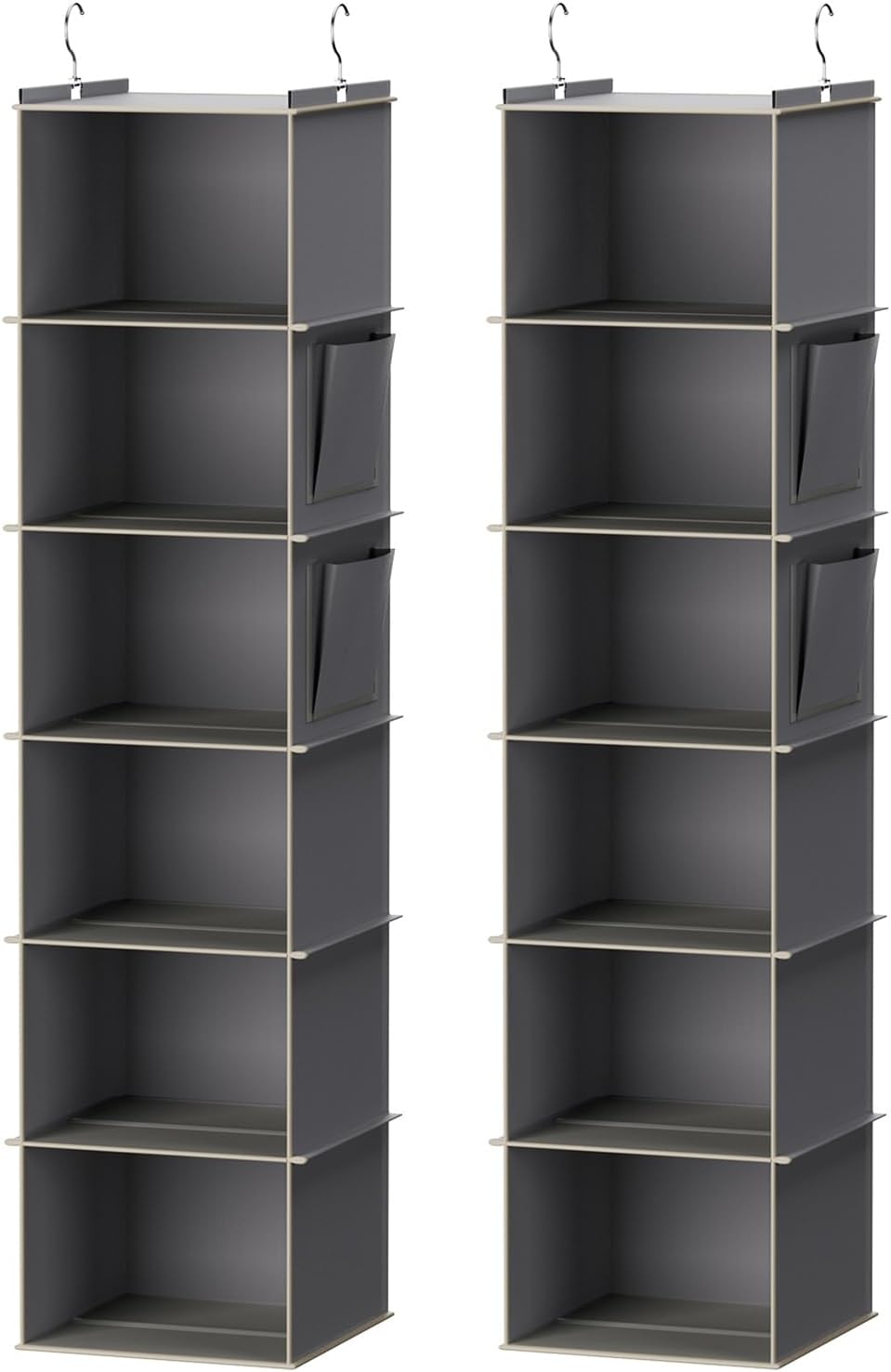 YOUDENOVA Hanging Closet Organizer and Storage, 6-Shelf, 2 Packs, Grey