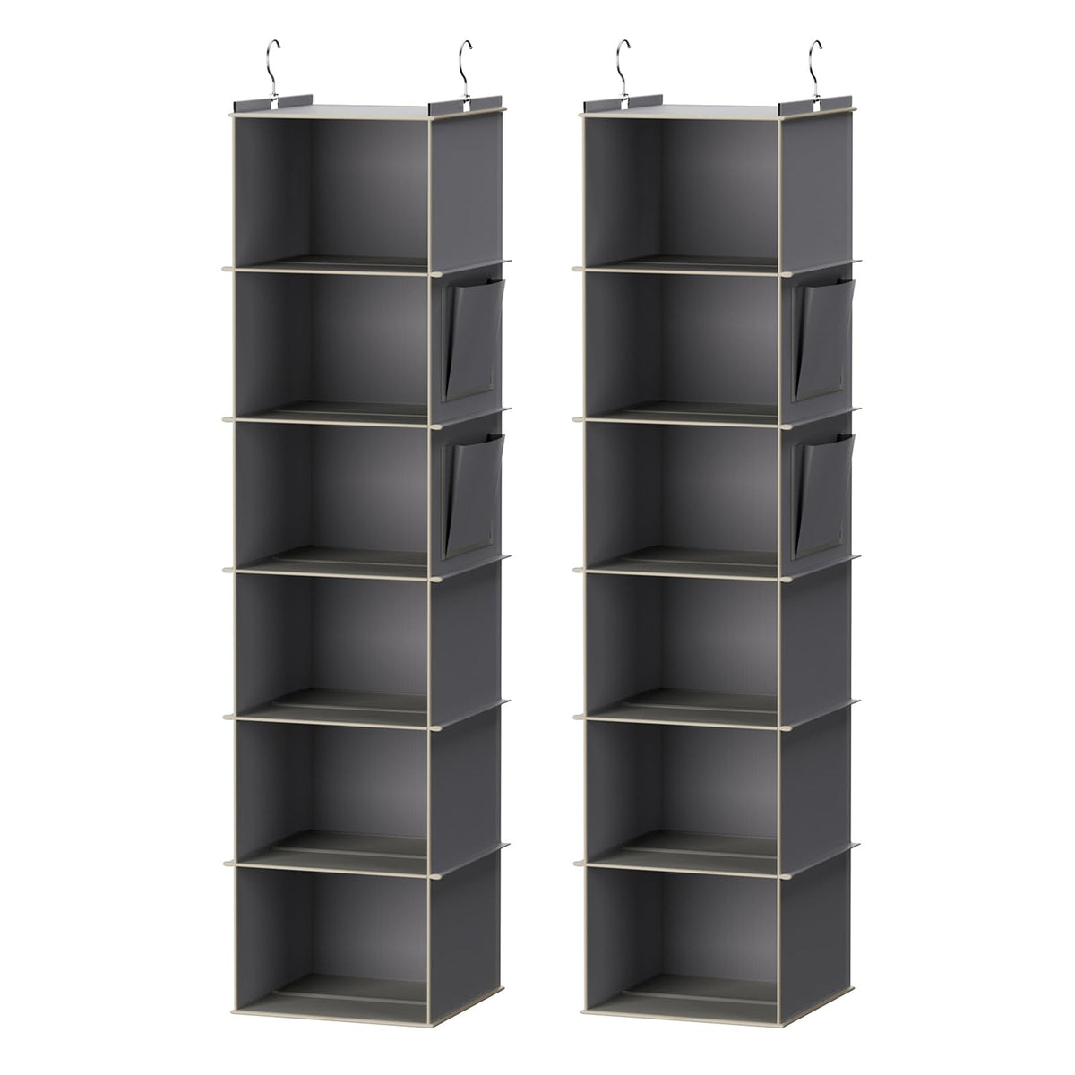 YOUDENOVA Hanging Closet Organizer and Storage, 6-Shelf, 2 Packs, Grey
