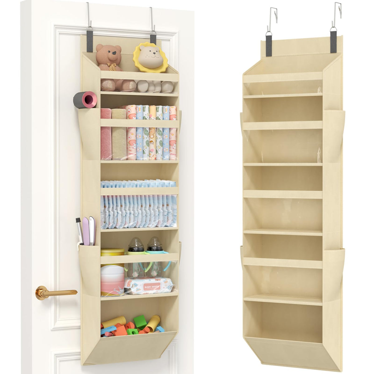 Lifewit 1 Pack Over the Door Organizer 5 Section Hanging Storage, Dark Gray