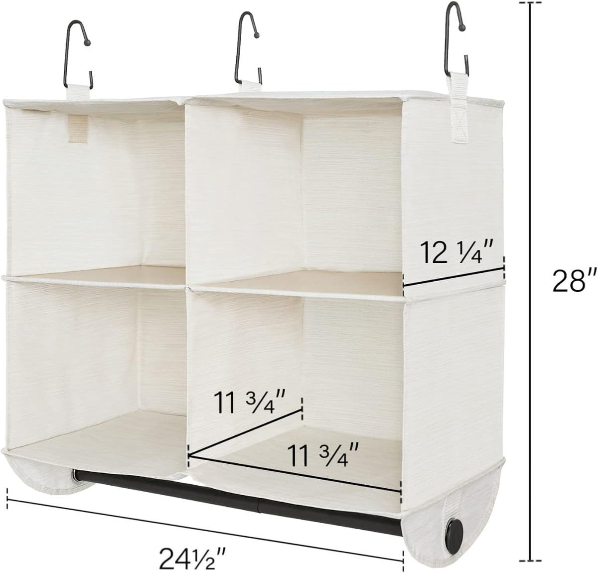 StorageWorks Hanging Closet Organizer with Rod, 4 Sections, 2 Tiers, White