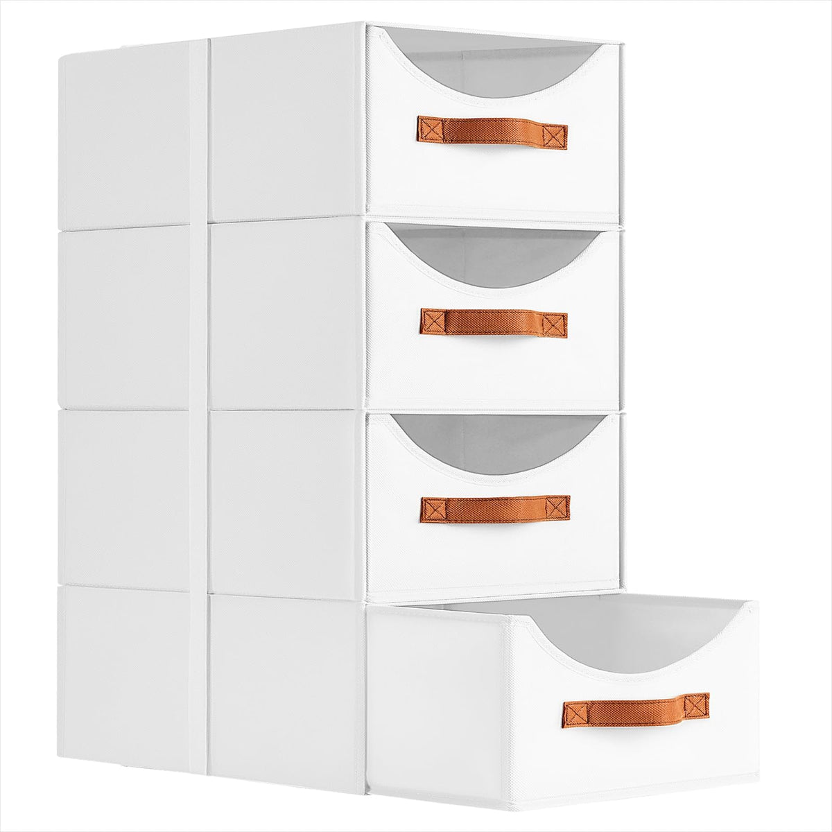 Homsorout Stackable Storage Drawers - Collapsible Storage Bins with Drawers, 4 Pack Closet Shelf Organizer Basket, Fabric Pull Out Organizer for Bedroom, Living Room, Dorm, Beige