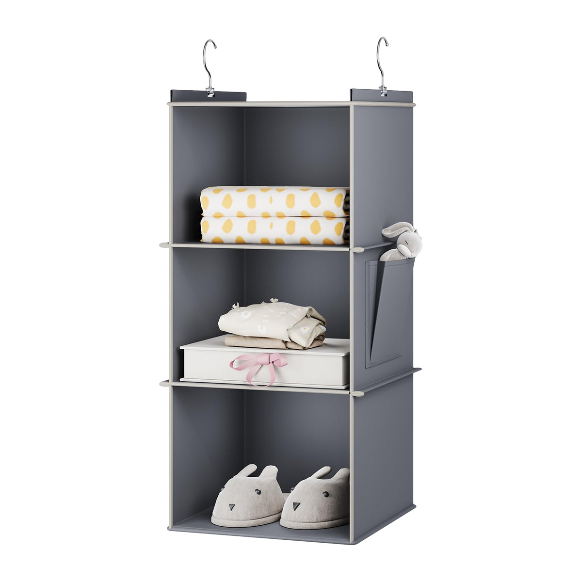YOUDENOVA Hanging Closet Organizer and Storage for Clothes, 4-Shelf, Beige