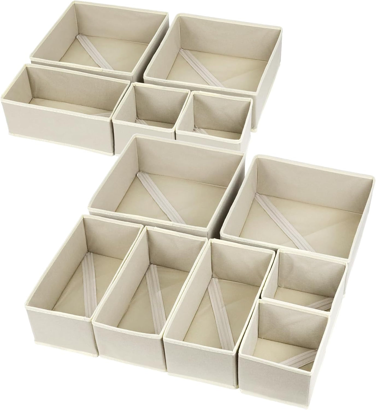Fordonral 12 Pack Drawer Organizer Clothes, Foldable Fabric Dresser Organizer Closet Organizers and Storage Box for Underwear,Folded Clothes,Baby Clothing,Socks,Bra,Towels,Ties(12 Pack,Beige)