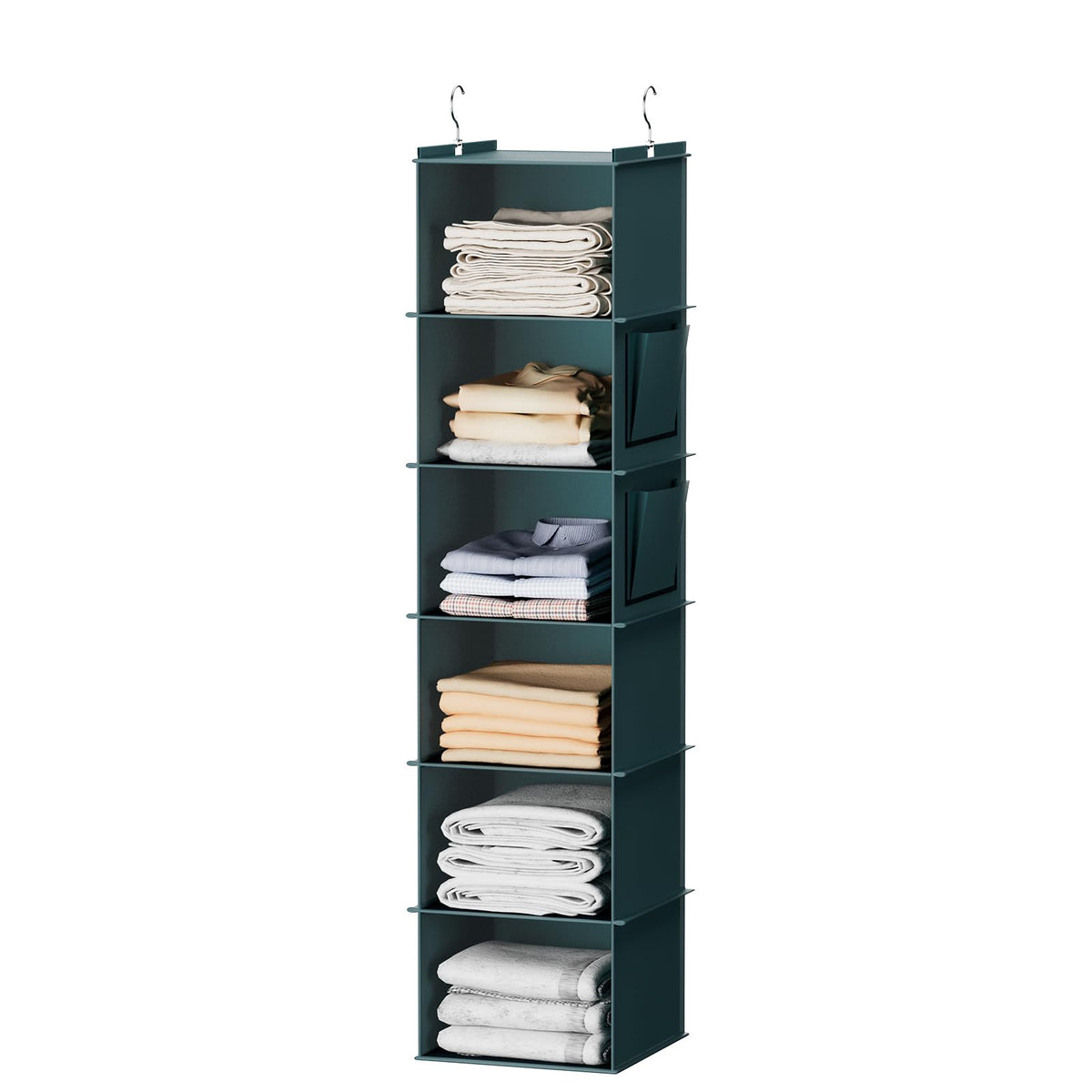 YOUDENOVA Hanging Closet Organizer and Storage, 6-Shelf, 2 Packs, Grey