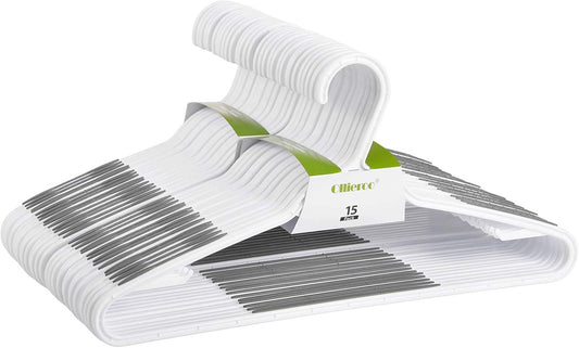 Plastic Clothes Hangers 30 Pack, Non Slip Coat Hanger Grey