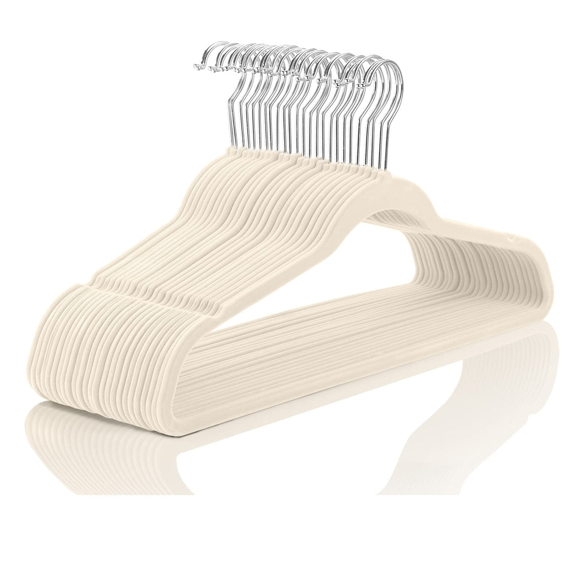 MIZGI Premium Velvet Hangers Pack 60 Pcs Heavyduty - Non Slip Slimline - Velvet Suit Hangers White - Gold Hooks,Space Saving Clothes Hangers