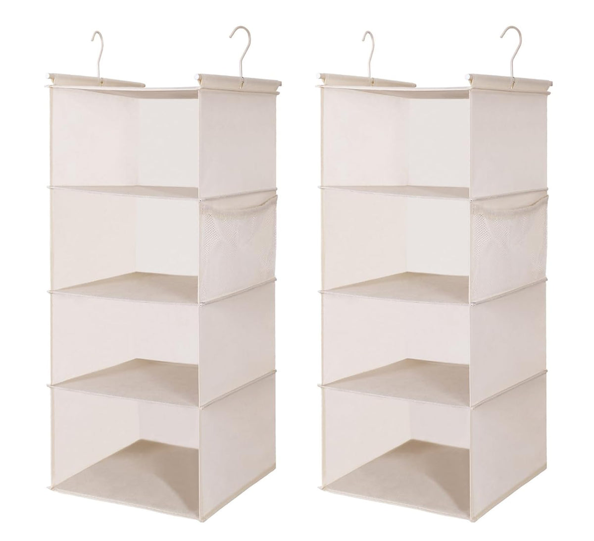 MAX Houser 5 Tier Shelf Hanging Closet Organizer, Cloth Hanging Shelf with 2 Sturdy Hooks for Storage, Foldable (Beige-D2)