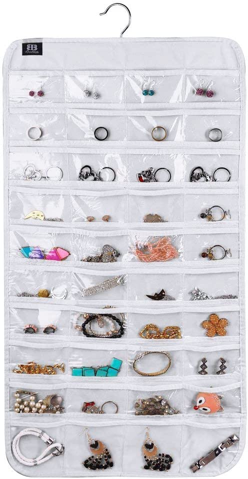 BB Brotrade Hanging Jewelry Organizer,Accessories Organizer,80 Pocket Organizer for Holding Jewelries（Beige）